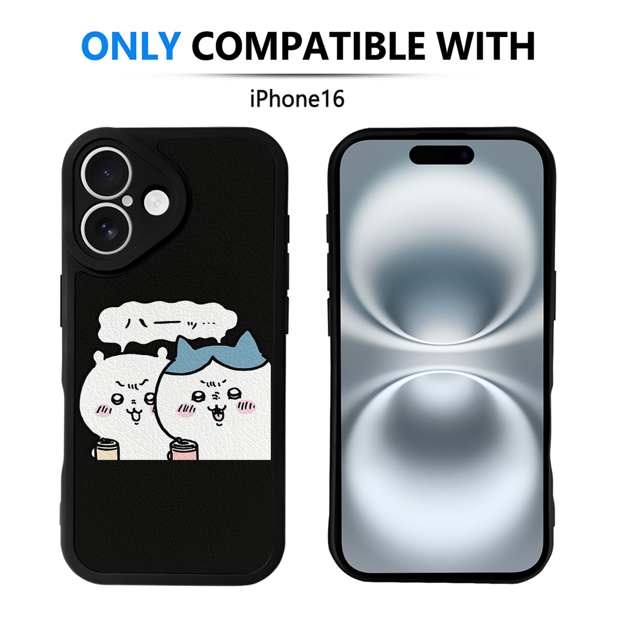 （画像用） ちいかわ ハチワレ Chii-kawa hachiware 【iPhone 16シリーズ対応】シリコンスマホケース（レザー調） 材質：シリコン
